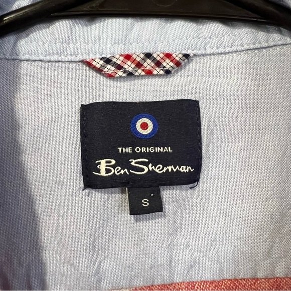 Ben Sherman The Original Pink Striped linen blend Short Sleeve Shirt size small - Picture 4 of 9